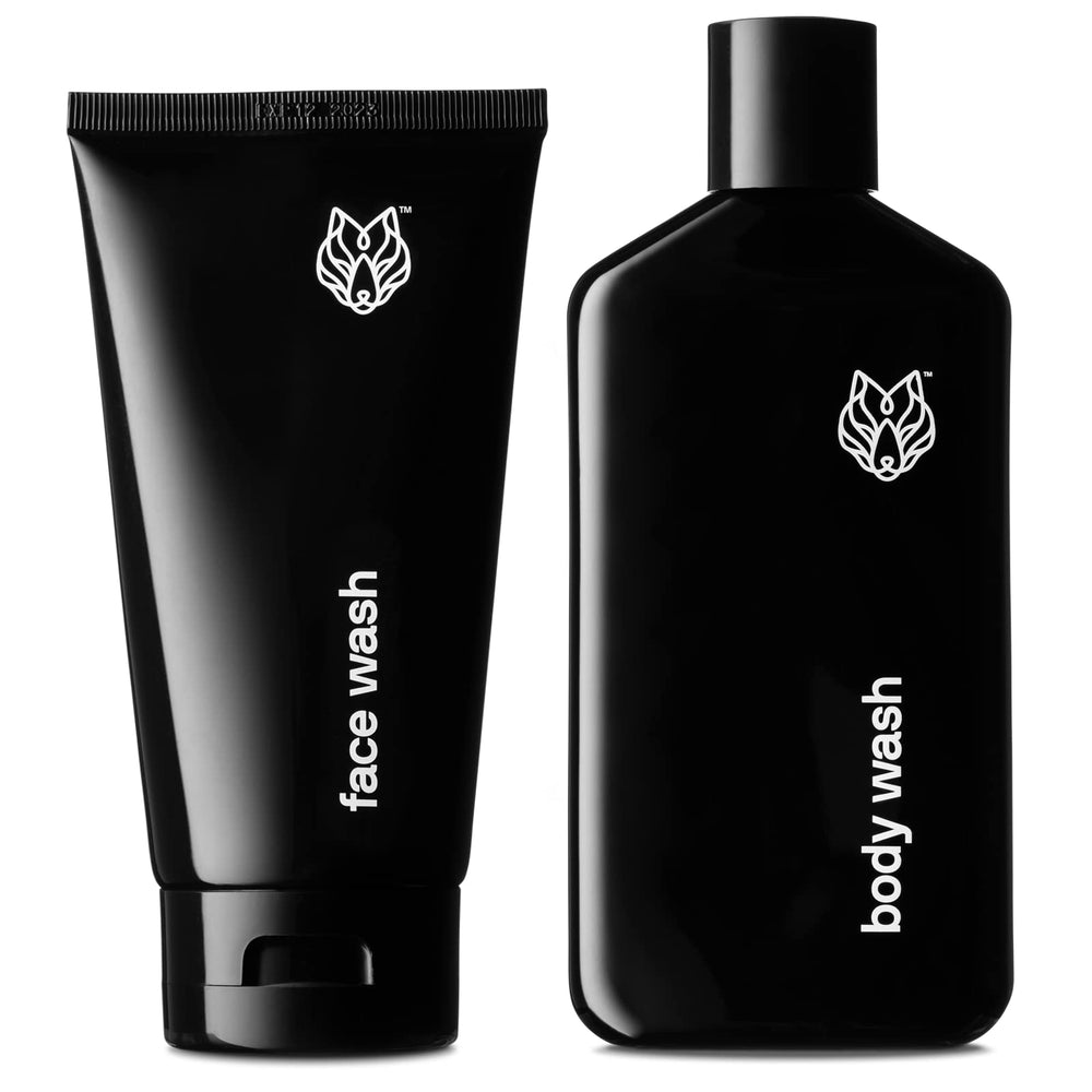Black Wolf Charcoal Face Wash bottle offering a deep cleanse for oily skin.