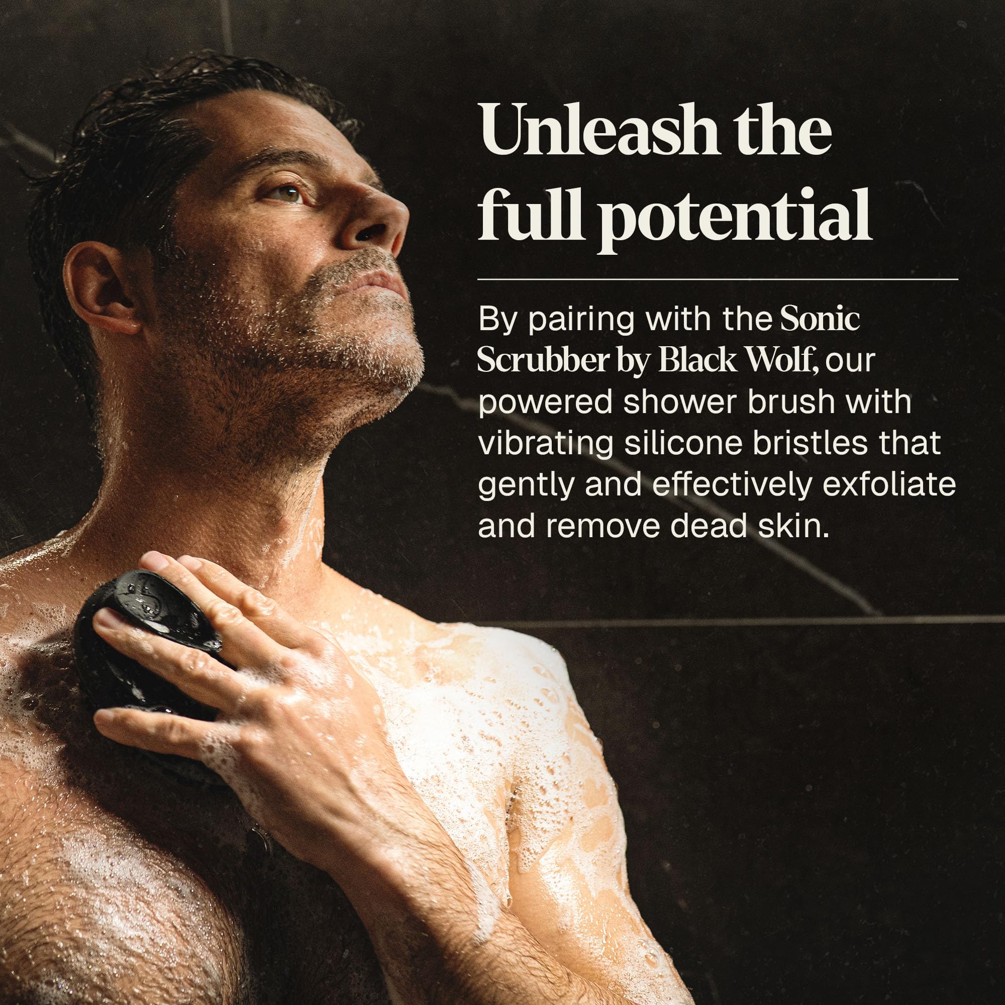 Black Wolf cucumber-derived formula closeup hints soothing, pore-minimizing effects.