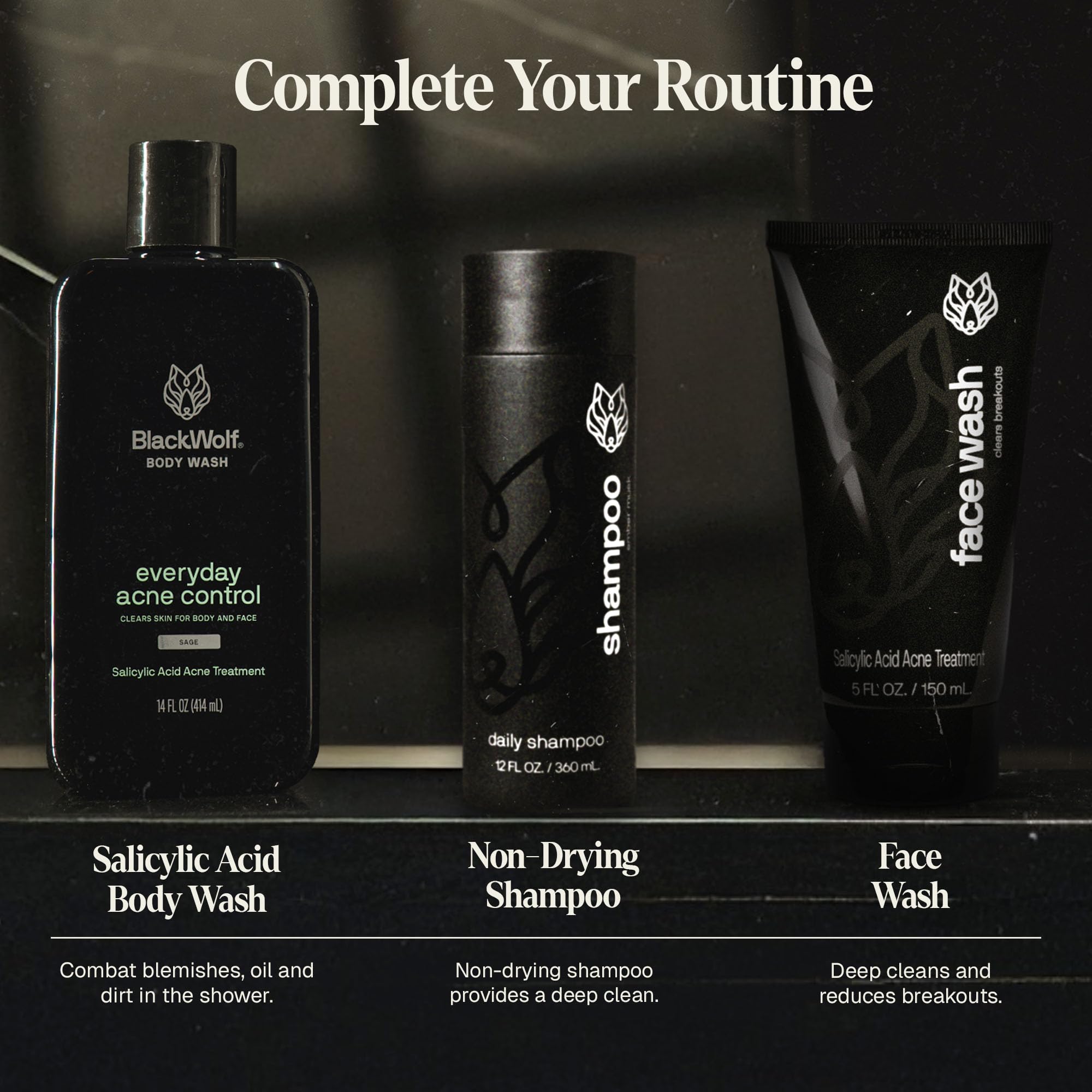 Black Wolf four-settings scrubber offering customizable cleaning for both men and women.