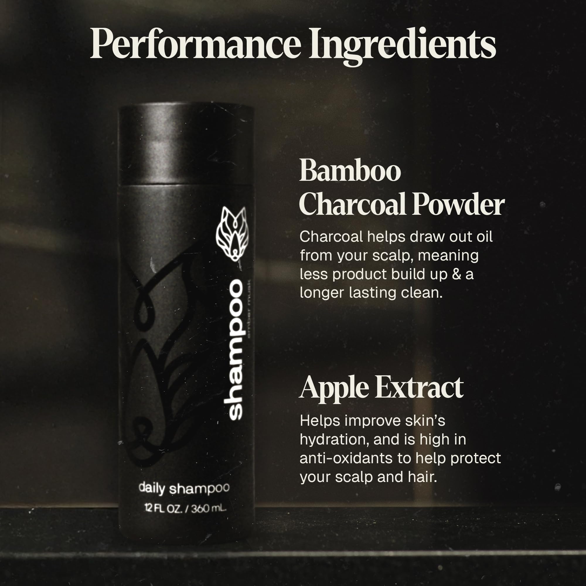 Black Wolf mens shampoo applying to hair during grooming routine.