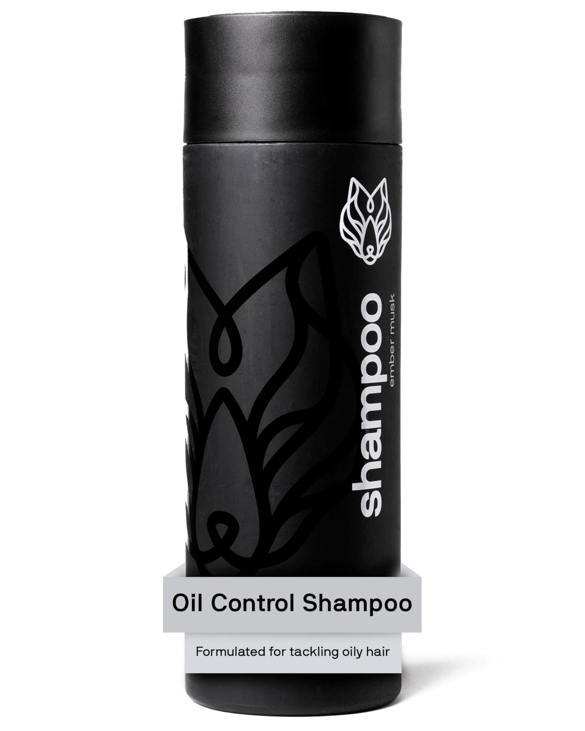 Black Wolf mens shampoo bottle front demonstrates daily oil control and refreshing cleanse.