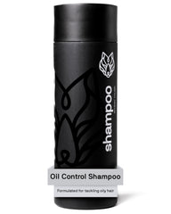 Black Wolf mens shampoo bottle front demonstrates daily oil control and refreshing cleanse.