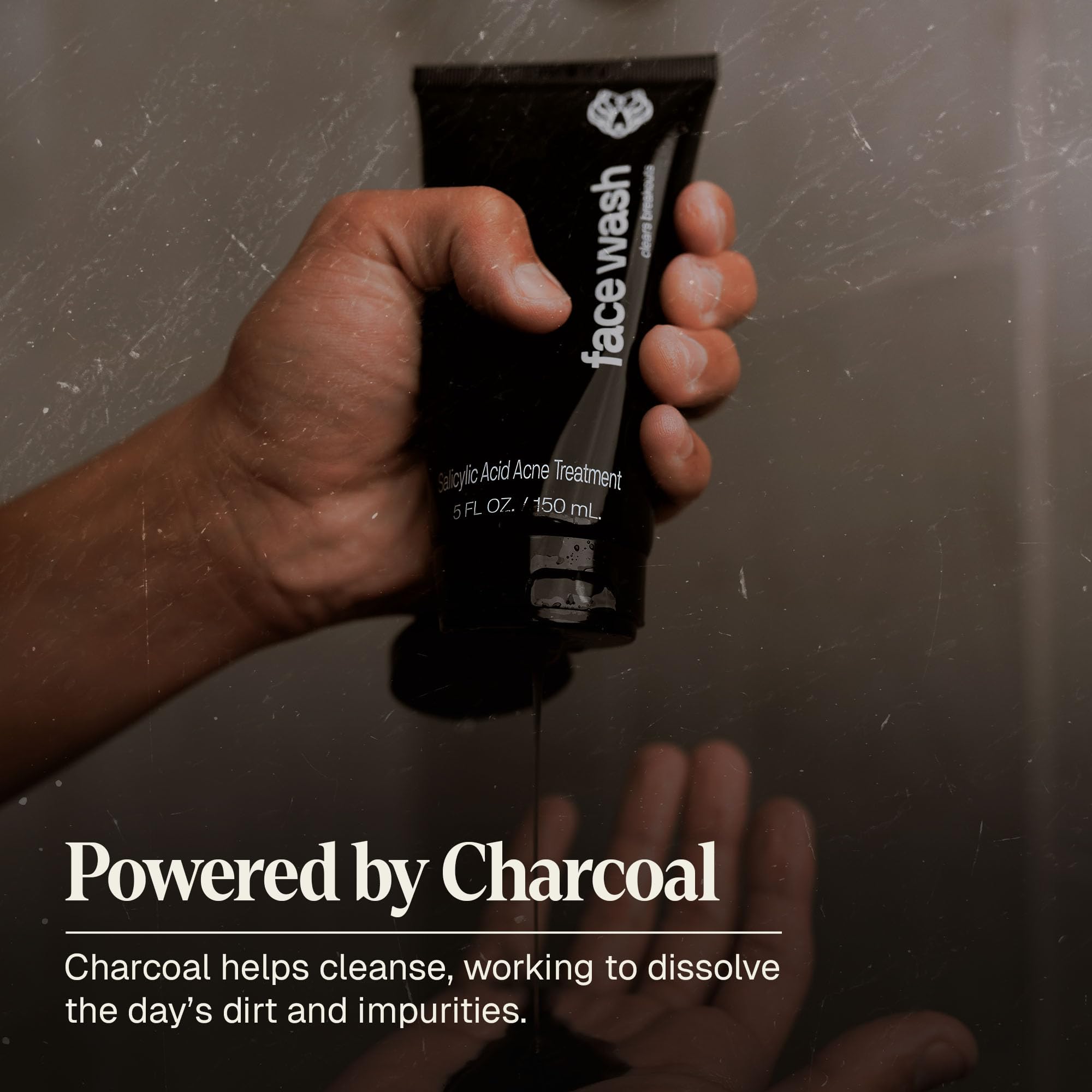 Black Wolf morning skincare routine shot suggests a refreshing cleanse to start the day.