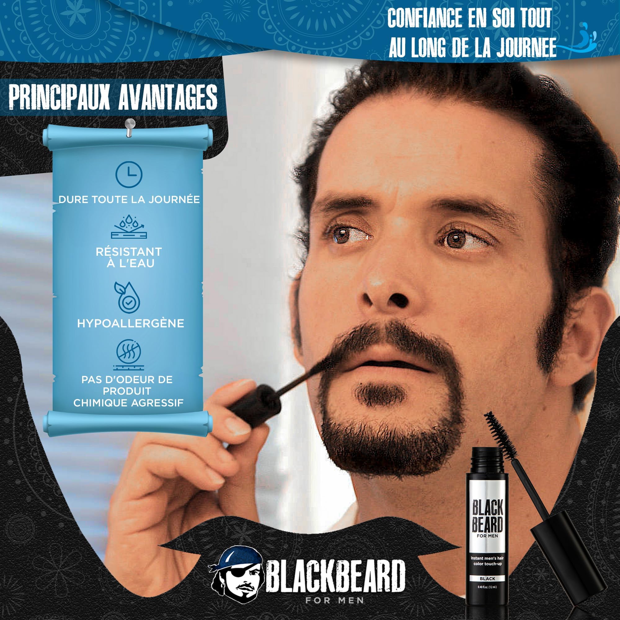 Blackbeard for Men all-day look with natural fade across facial hair.