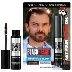 Blackbeard for Men instant color application showing quick on-the-go beard touch-up.