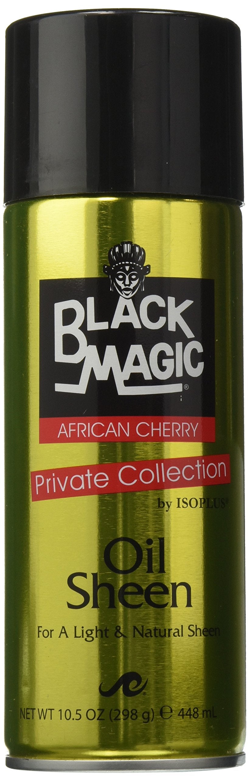 Blackmagic Design Black Magic Oil Sheen Cherry bottle front view for lustrous lasting hair shine