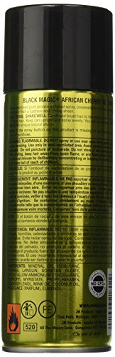 Blackmagic Design Oil Sheen Cherry spray application close-up showing protein-enriched mist for repaired-looking hair
