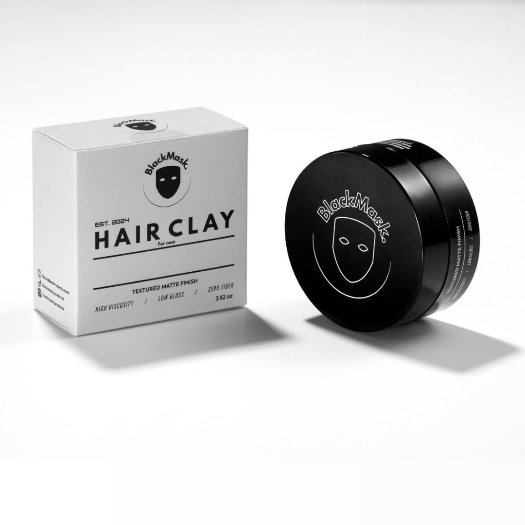 BlackMask Hair Clay volume boost at roots creates fuller, textured styles.
