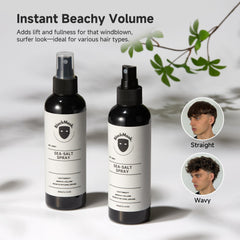 BlackMask sea salt spray on textured hair with lifted roots.