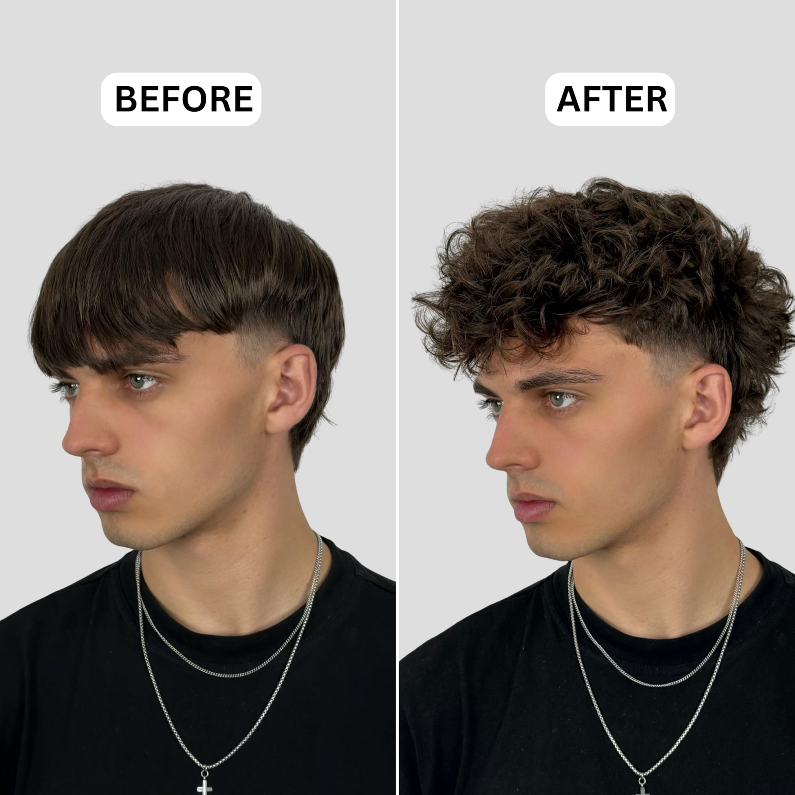 Man applying BlackMask sea salt spray for effortless hold and texture.