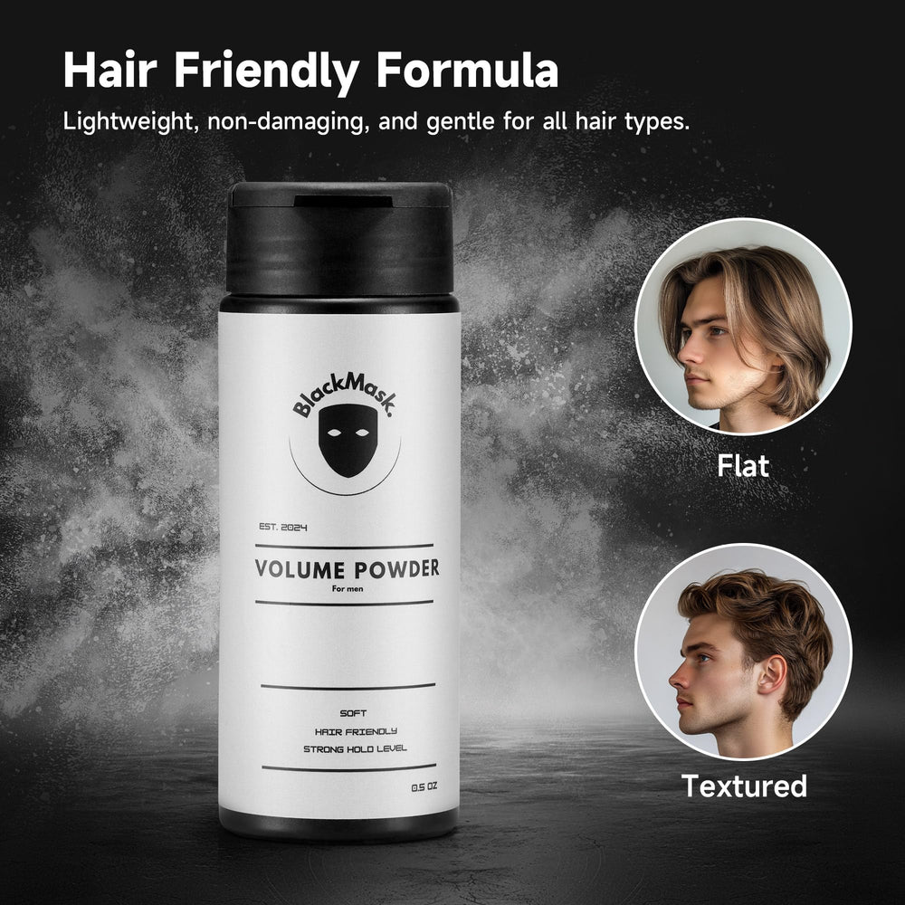 BlackMask Texture Powder hair-volume look highlights dramatic, confident appearance.