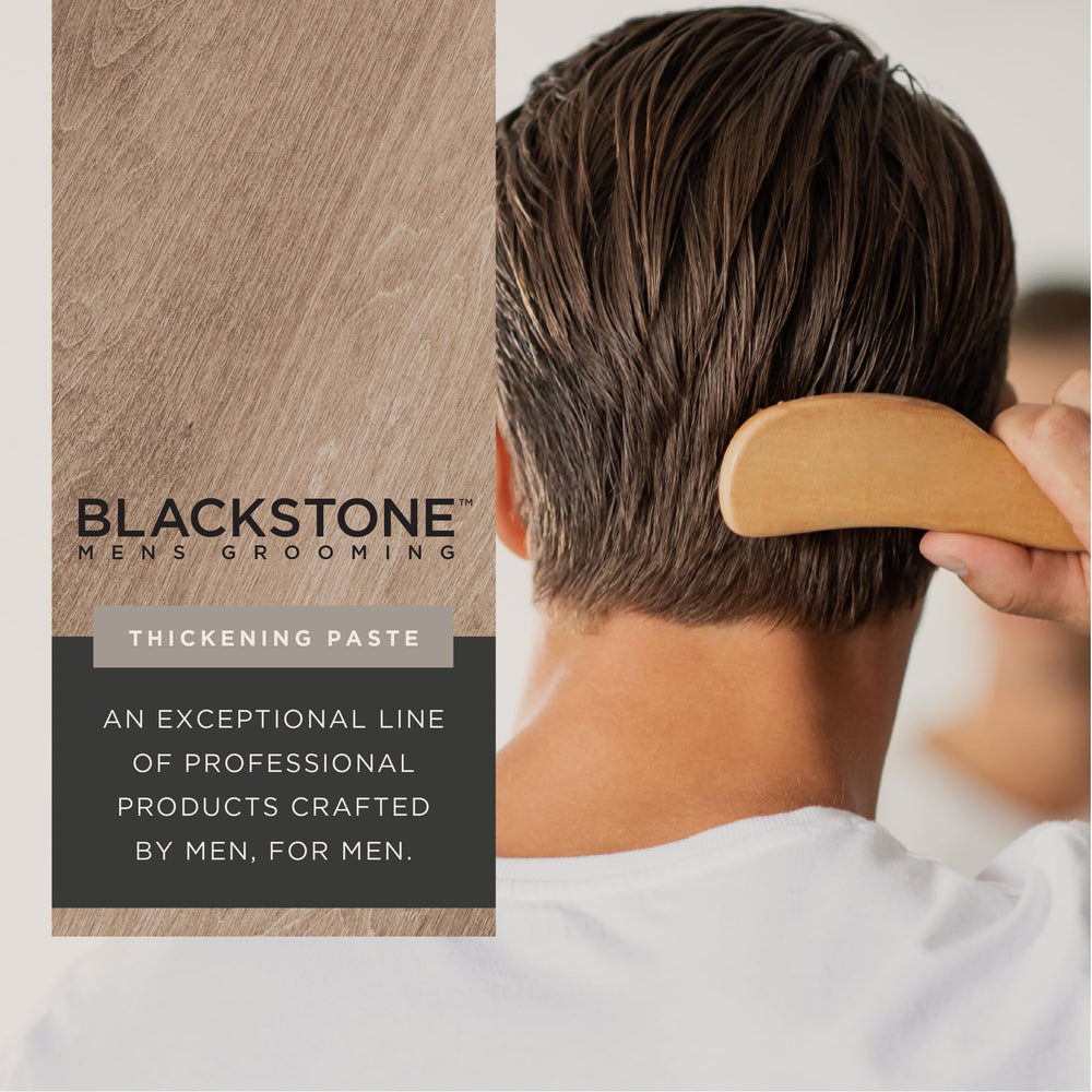 Blackstone matte finish on styled hair without shine.