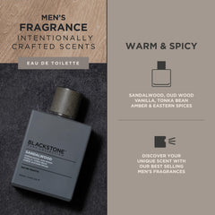 Blackstone Mens Collection travel-size packaging for on-the-go freshness.