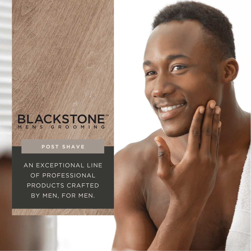 Blackstone post-shave moisturizer-shea-butter-rich emphasizes deep hydration with a non-greasy finish.