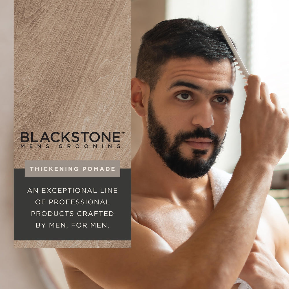 Blackstone sea-surf scent on hair bottle evokes beach-inspired freshness all day.