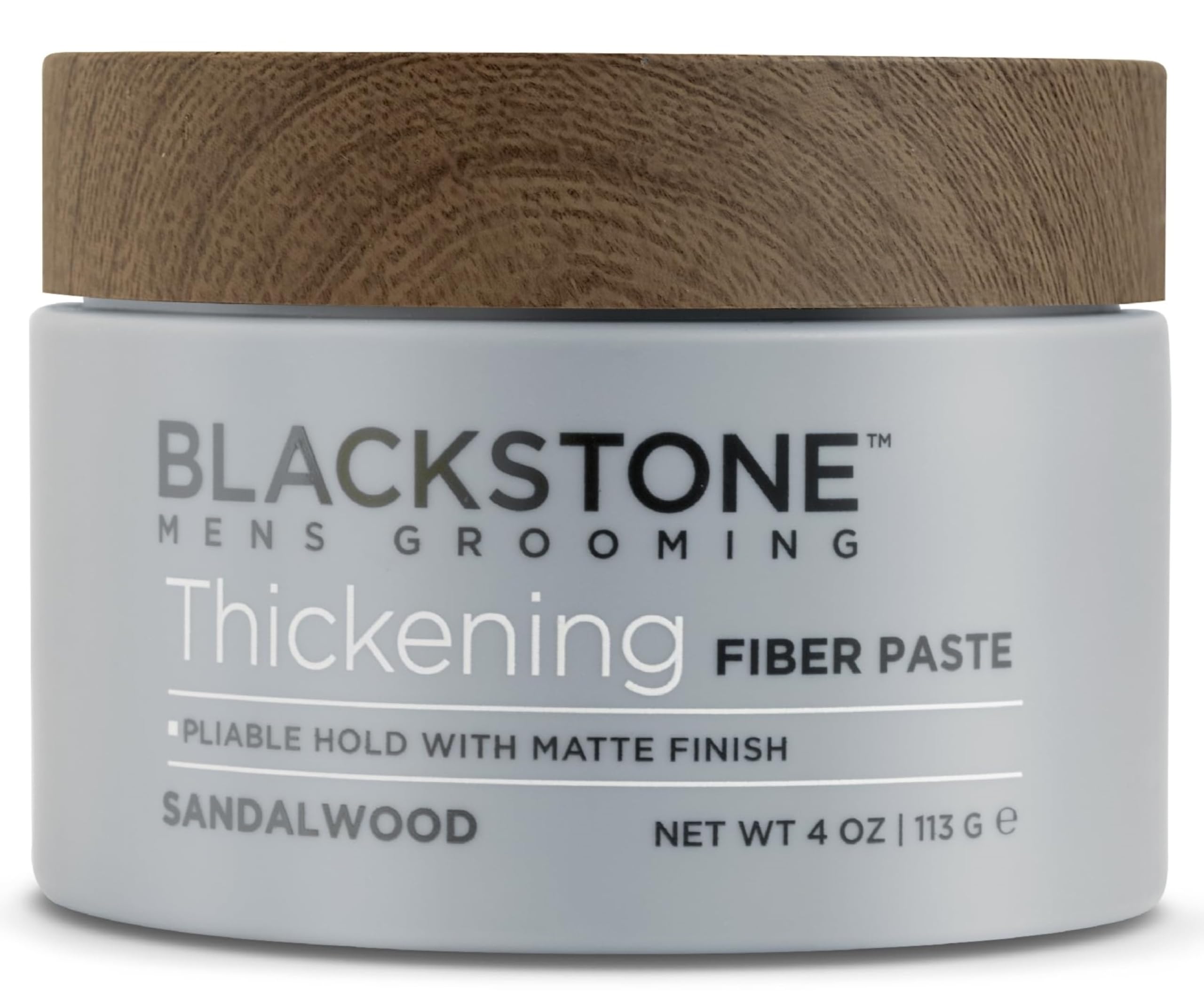 Blackstone thickening fiber paste bottle shows pliable hold for styling.