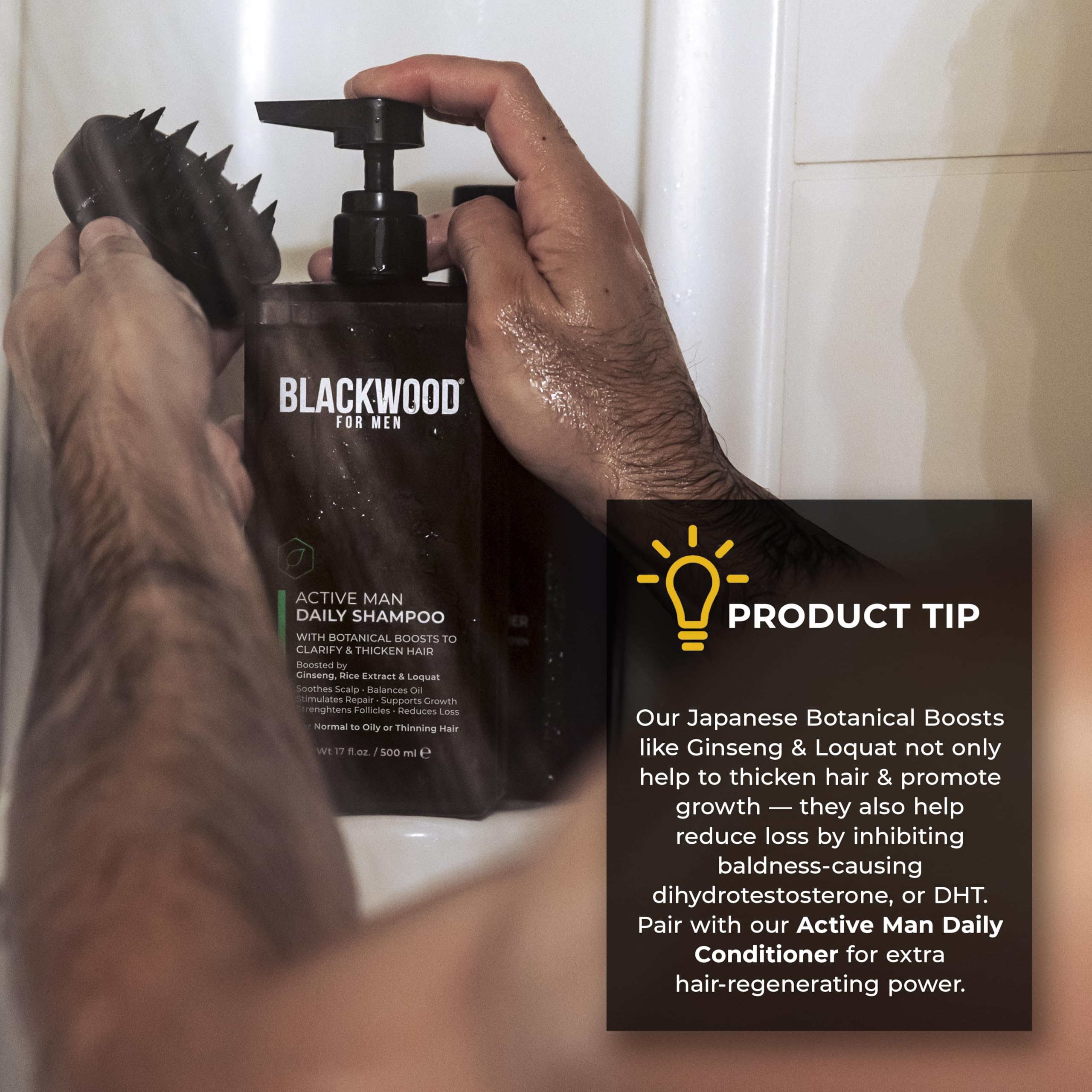 Cooling menthol sensation in Blackwood For Men Daily Shampoo