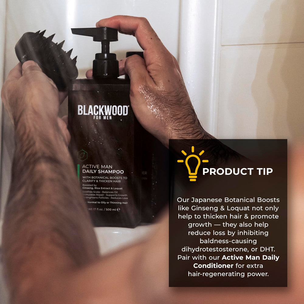 Cooling menthol sensation in Blackwood For Men Daily Shampoo