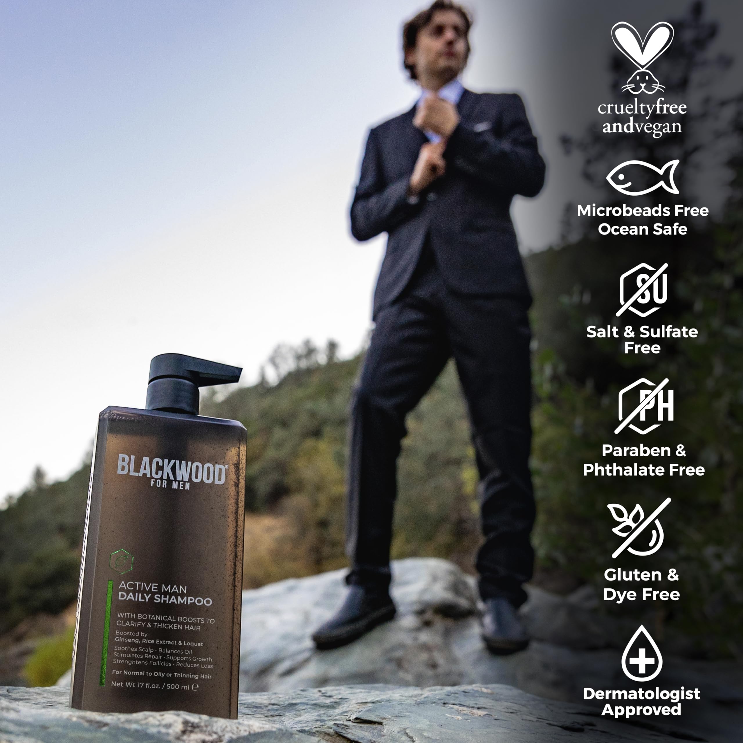 Ingredients display of Blackwood For Men with Ginseng and Loquat for vitality