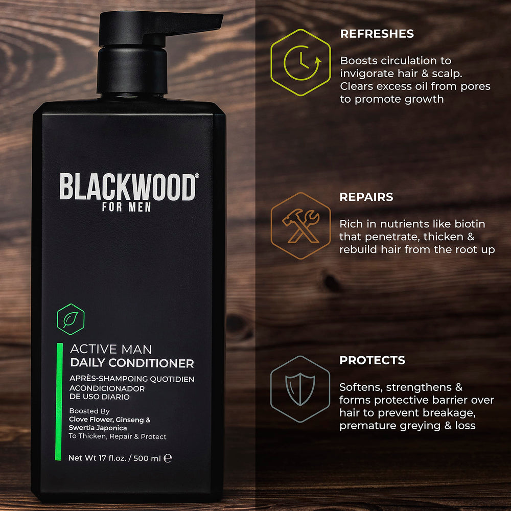 Blackwood For Men Botanical boosts Japanese ingredients closeup showcase nourishing scalp support.