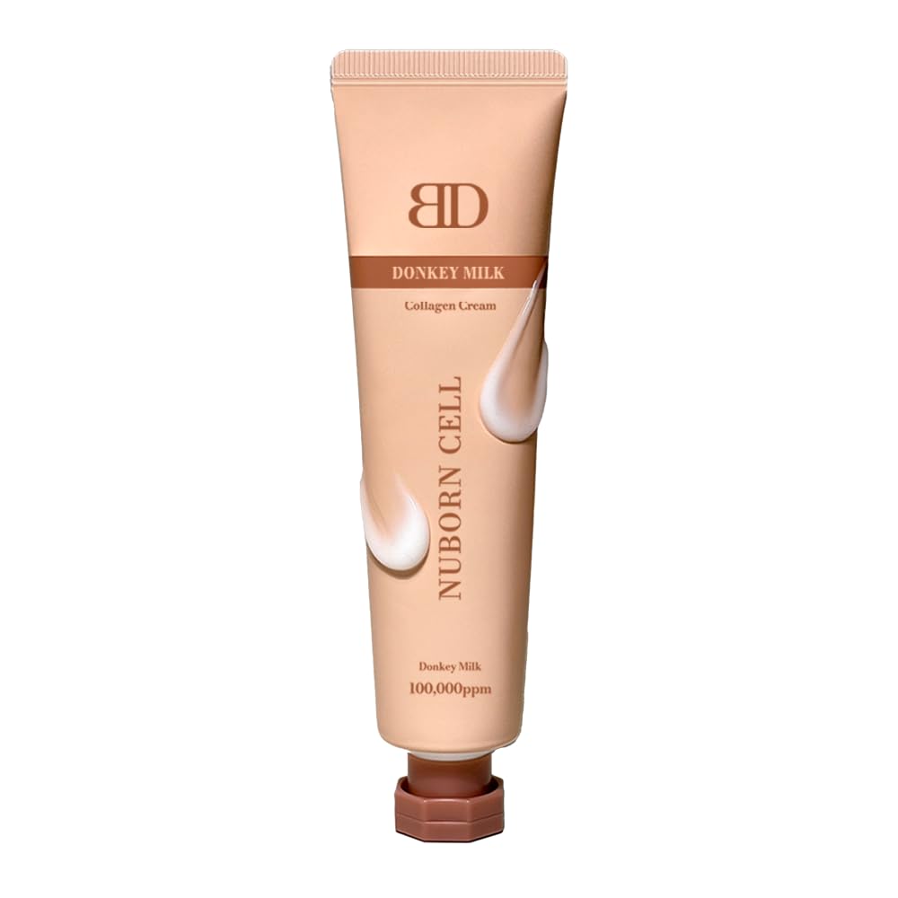 BLANC DUBU Nuborn Cell Donkey Milk Cream bottle highlighting hydrating, non-sticky formula for dry skin.