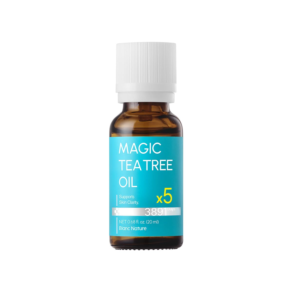 BLANC NATURE Magic Tea Tree Oil bottle closeup for concentrated spot-balancing treatment