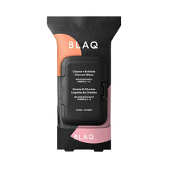 BLAQ activated charcoal face wipes pack for on-the-go cleansing and detox benefits.