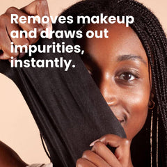 BLAQ dual-sided cleansing wipes showing smooth side for makeup removal.