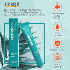 BLDG ACTIVE lip balm application close-up with smooth glide and soothing moisture.