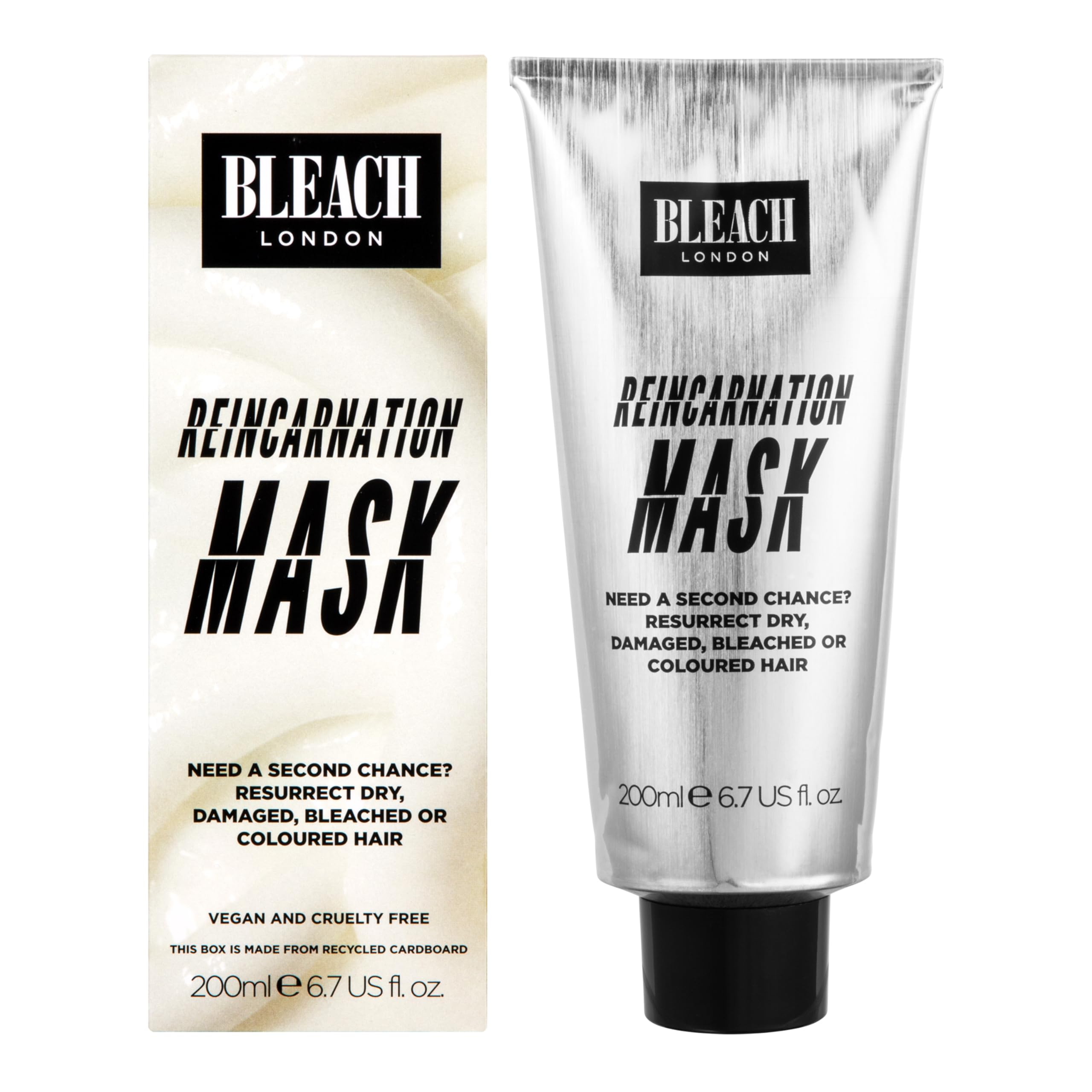 Bleach London Reincarnation Mask packaging highlights vegan cruelty-free pledge for conscious hair care