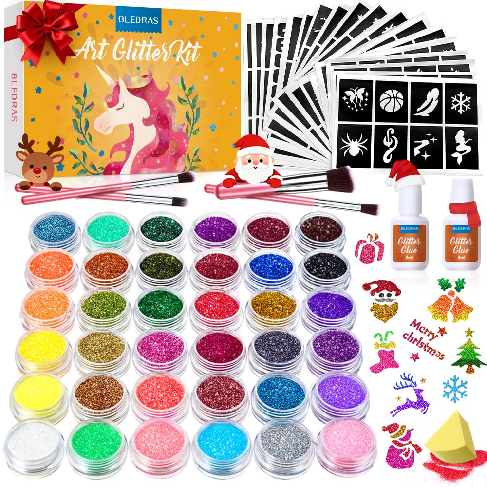 Bledras Glitter Tattoo Set packaging showcases vibrant colors for gifting