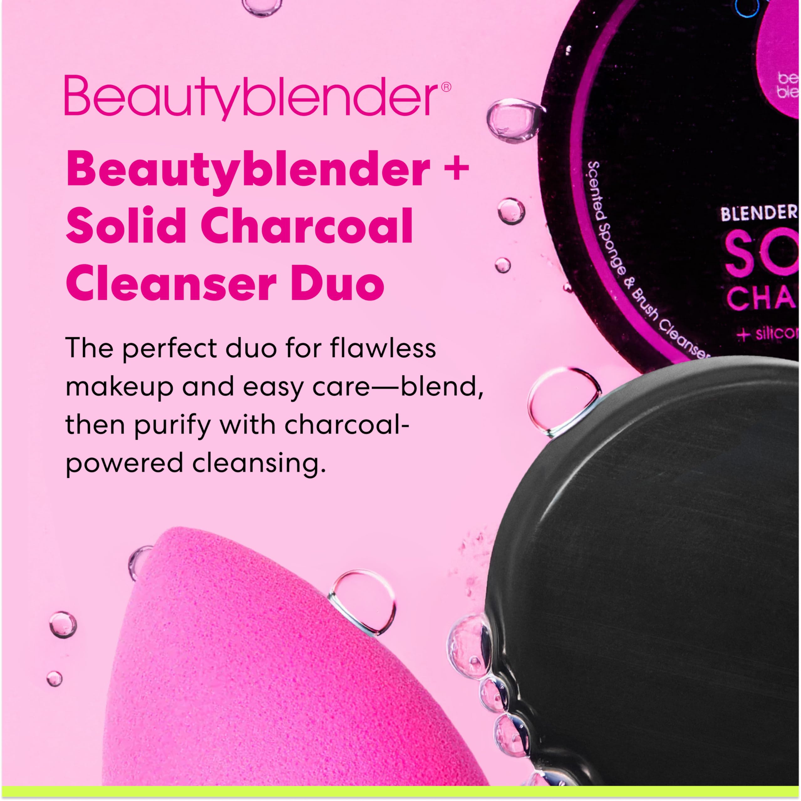 Blendercleanser Solid Charcoal cleanses tools with natural exfoliant.
