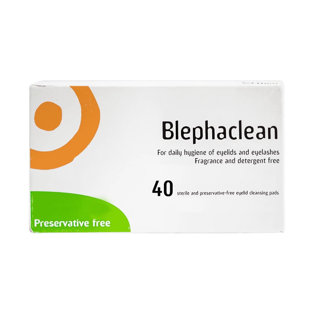 Blephaclean 40 sterile eyelid wipes in packaging for quick, sterile application on sensitive eyelids.