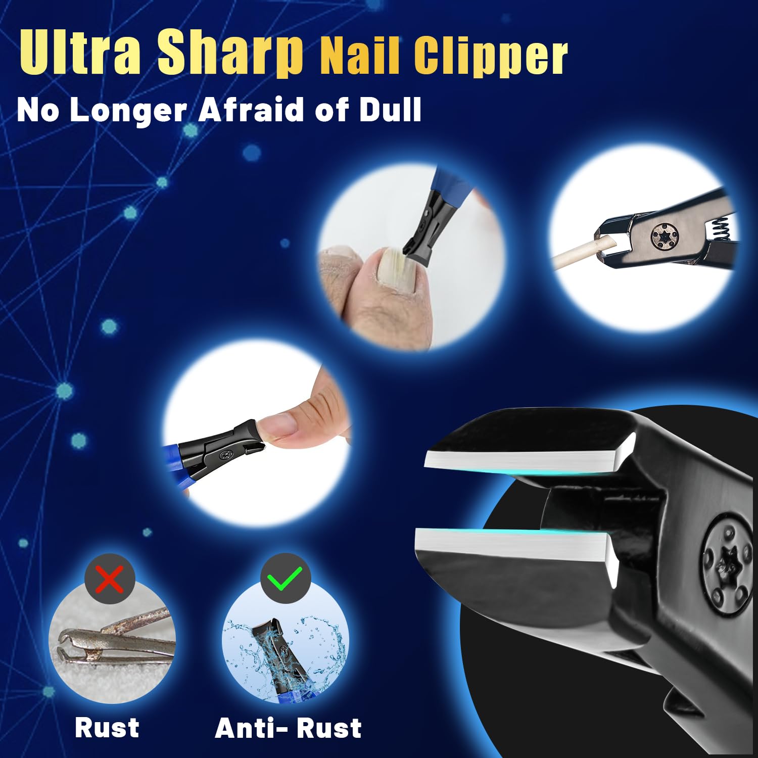 BLESWIN anti-slip ergonomic handle with rubber coating for safe trimming.
