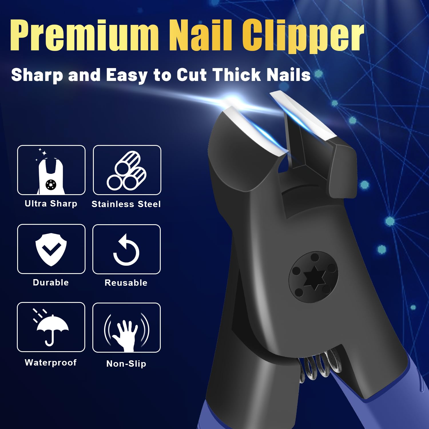 BLESWIN long-handle nail clippers designed for easy grip and precise cuts.