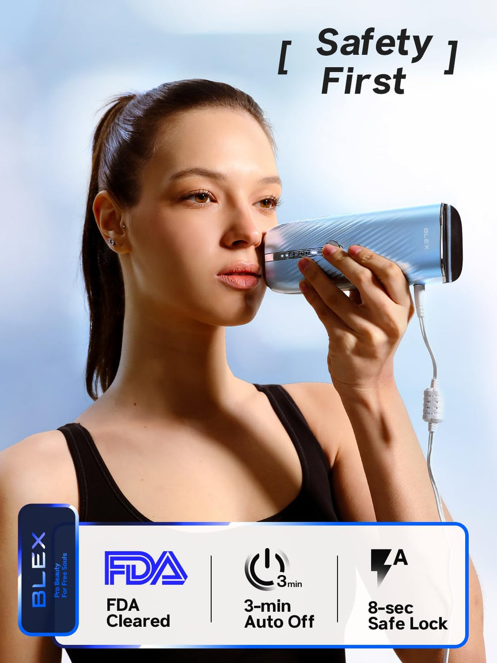 Blex 21J energy over 3cm² targets follicles
