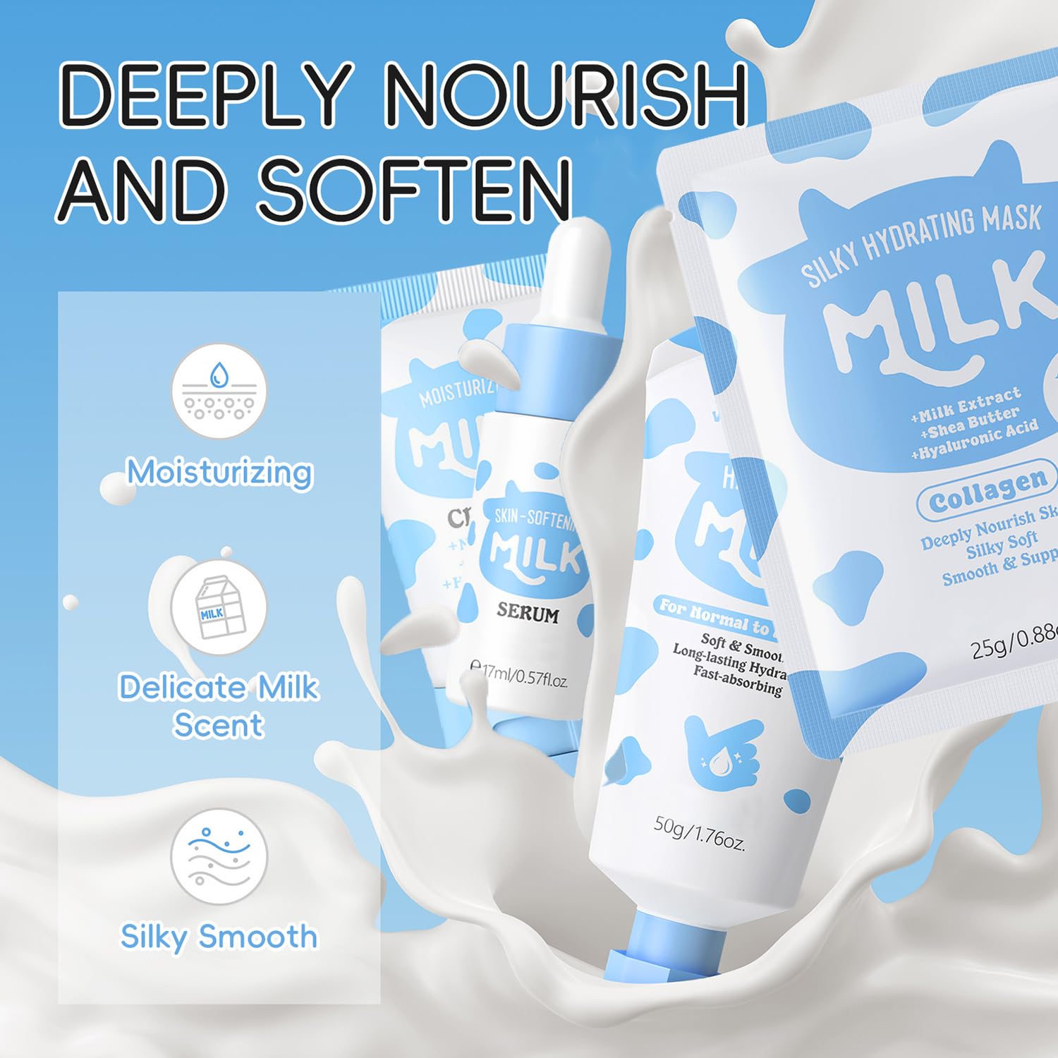 Blibling Milk Skincare Set Eye Cream reduces puffiness and hydrates delicate skin