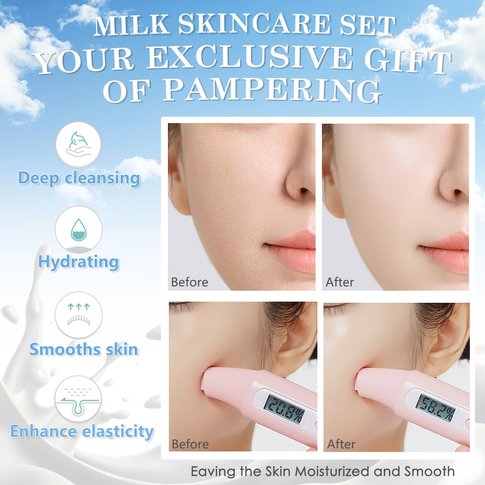 Blibling Milk Skincare Set Pink Face Brush for gentle cleansing and exfoliation