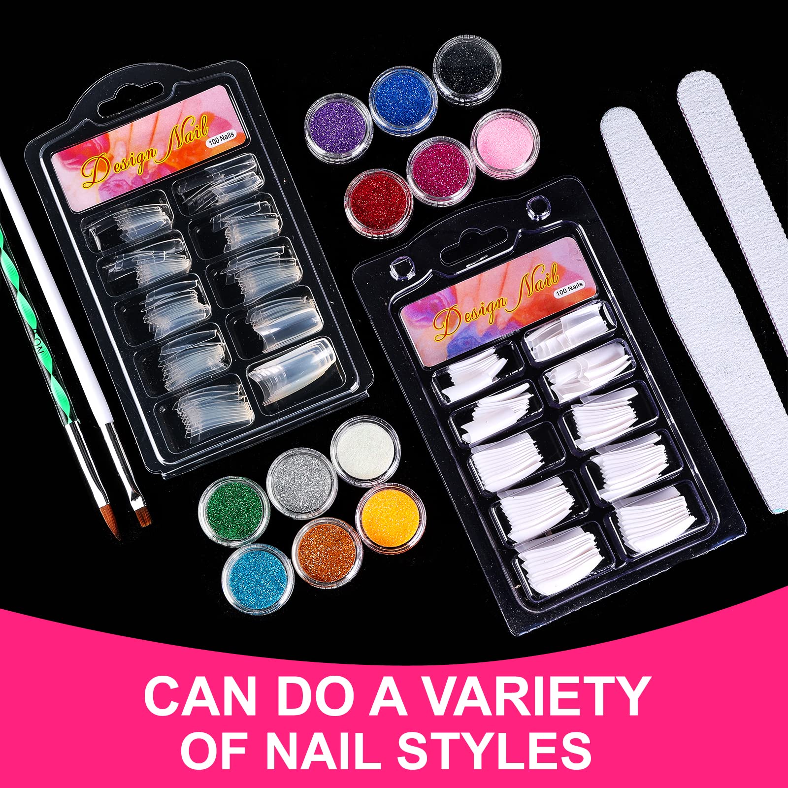 BLIFF acrylic nail kit beginners nail tips 2-box for starter designs.