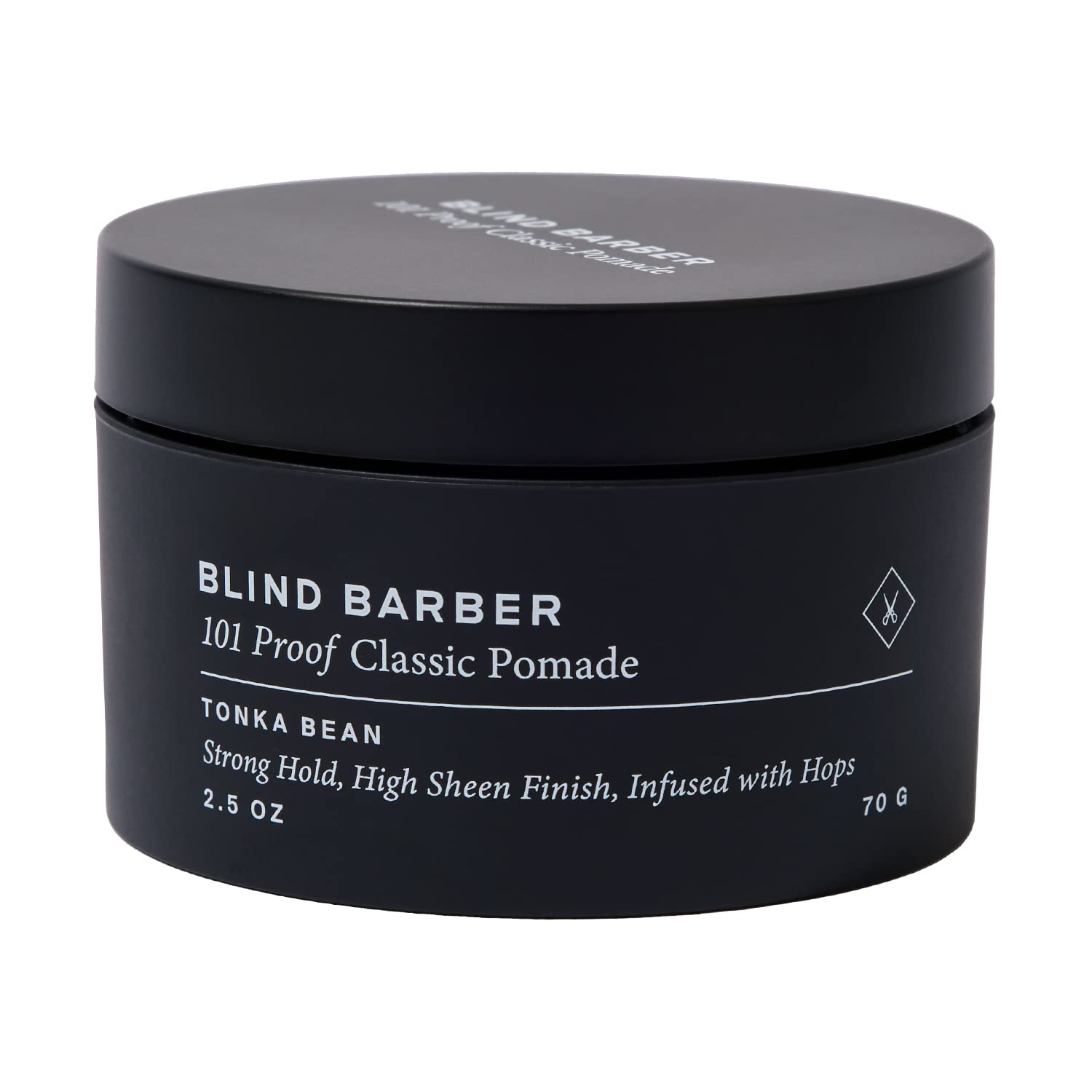 Blind Barber 101 Proof classic pomade bottle showing strong hold for versatile styling