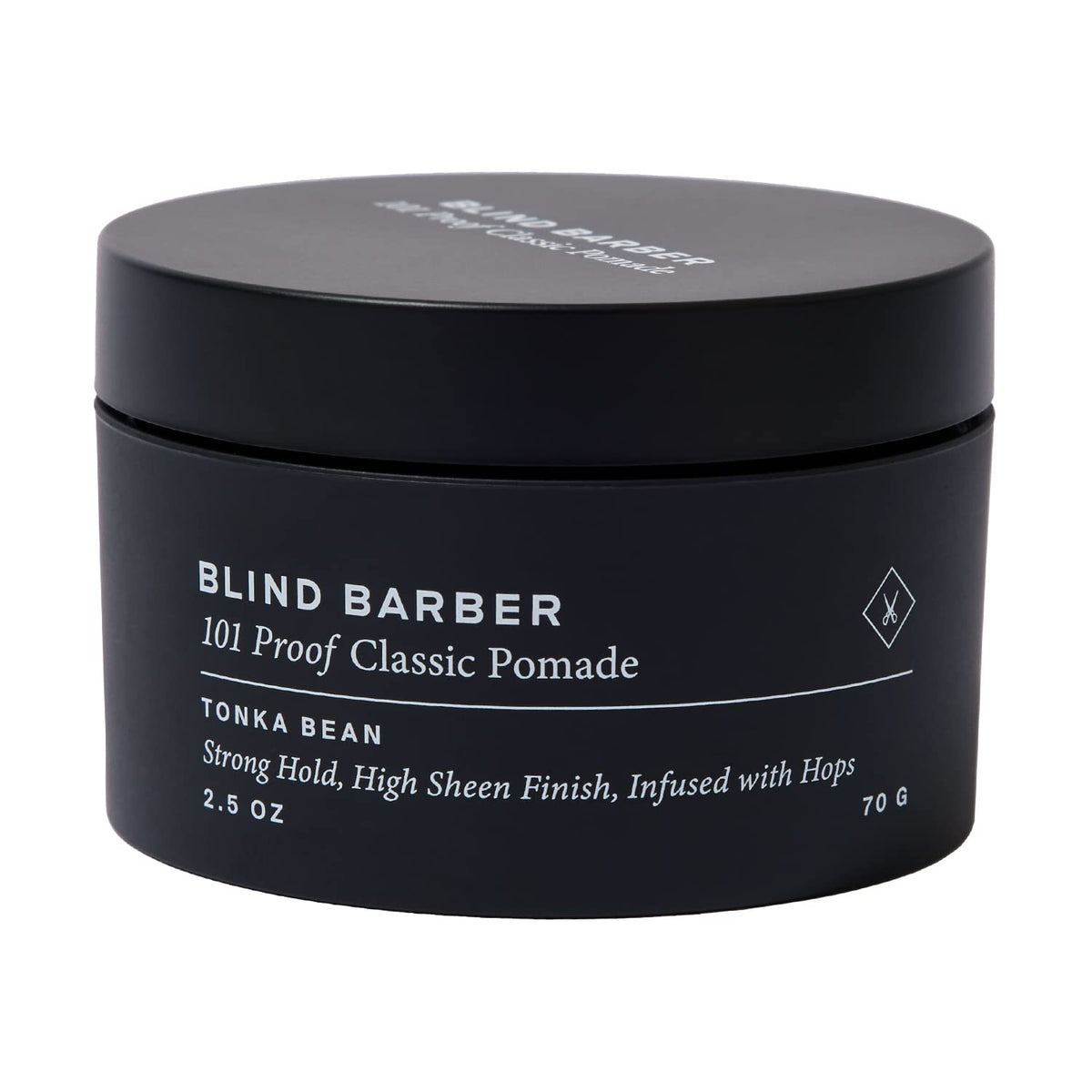 Blind Barber 101 Proof classic pomade bottle showing strong hold for versatile styling