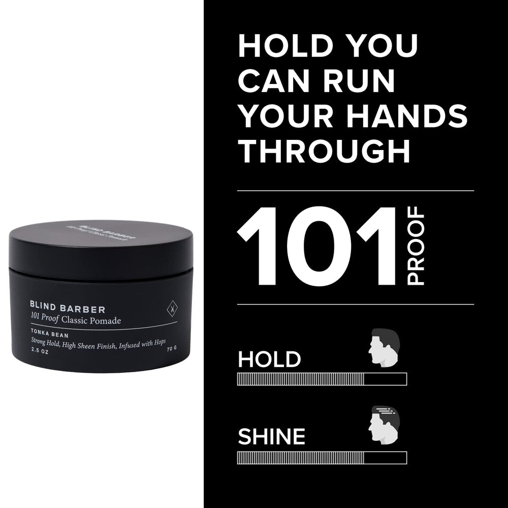 Blind Barber 101 Proof pomade worked through hair demonstrates restyling flexibility