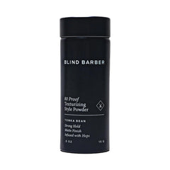Blind Barber 80 Proof powder bottle delivers weightless volume and matte finish.