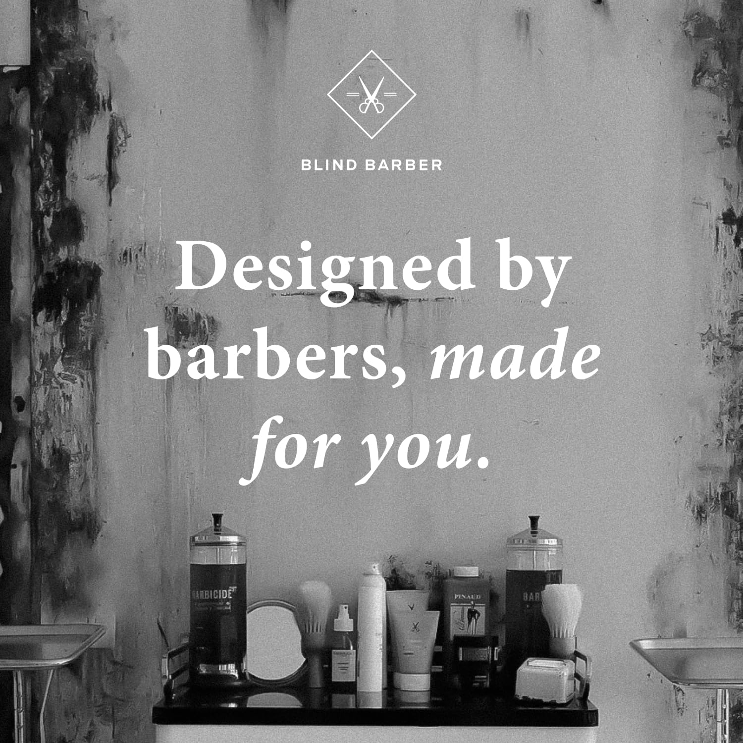 Packaging shot of Blind Barber 80 Proof powder highlighting portable size.