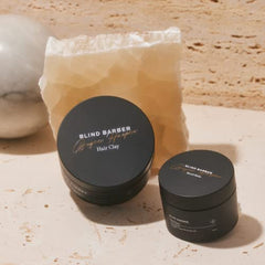 Blind Barber Bryce Harper Hair Clay displays a matte finish on styled look.