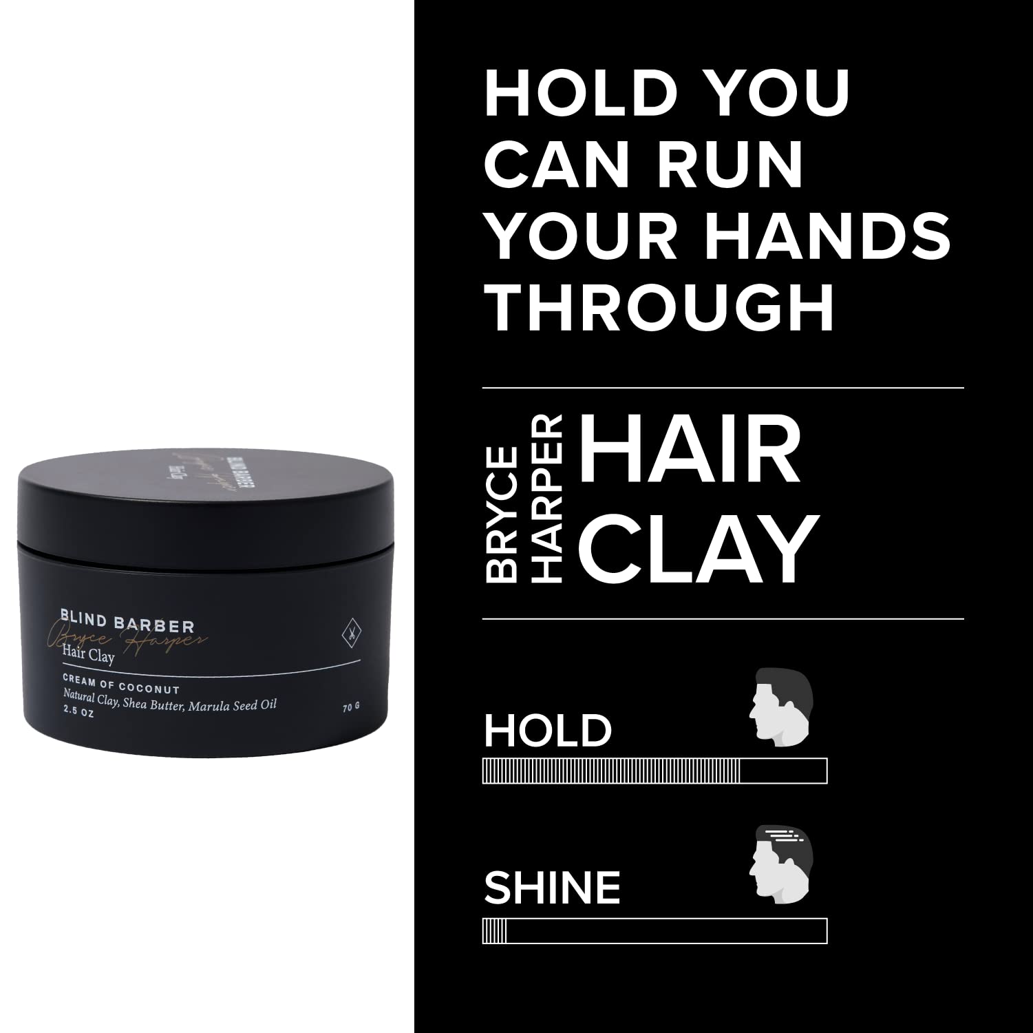 Shea butter and marula in Blind Barber Clay soften hair for manageability.