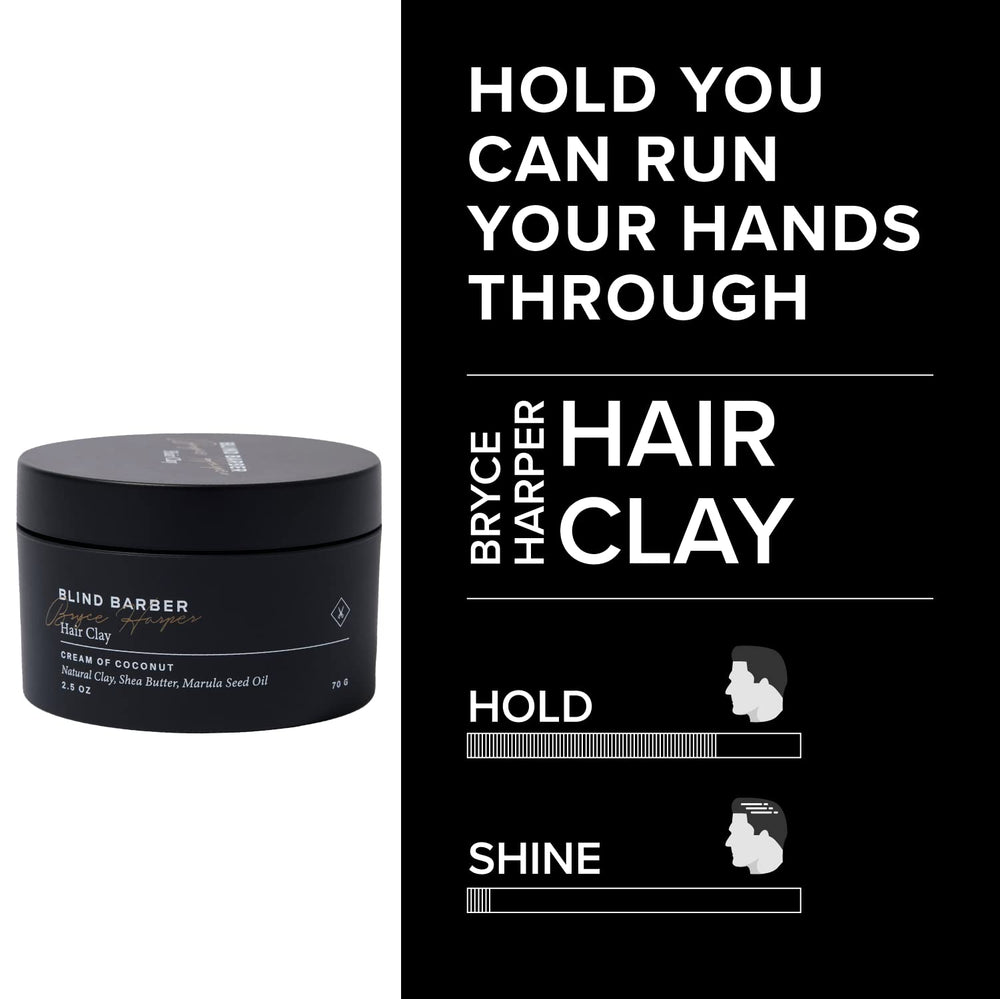 Shea butter and marula in Blind Barber Clay soften hair for manageability.