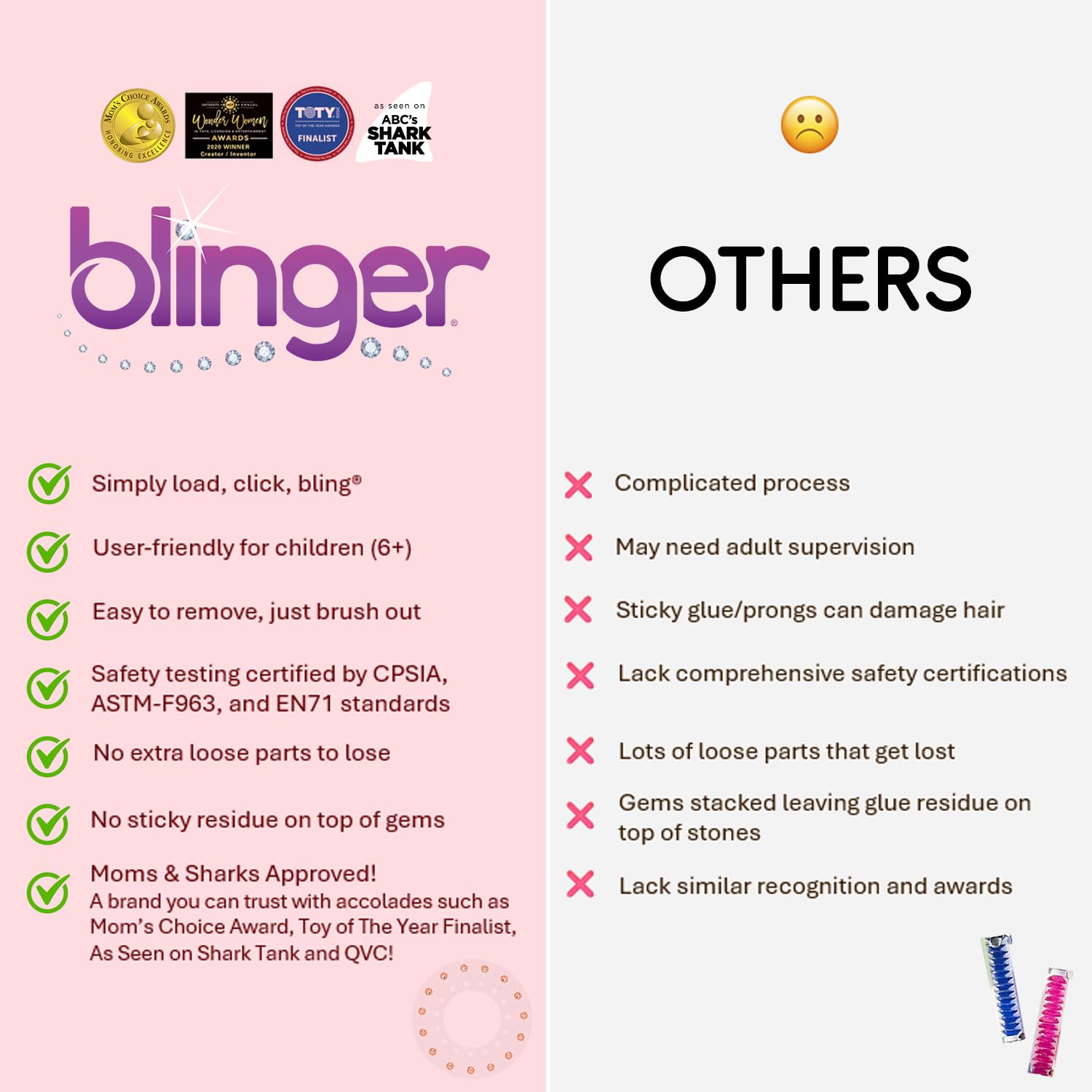 Blinger crystal discs 5-pack for versatile, eye-catching styling on demand.