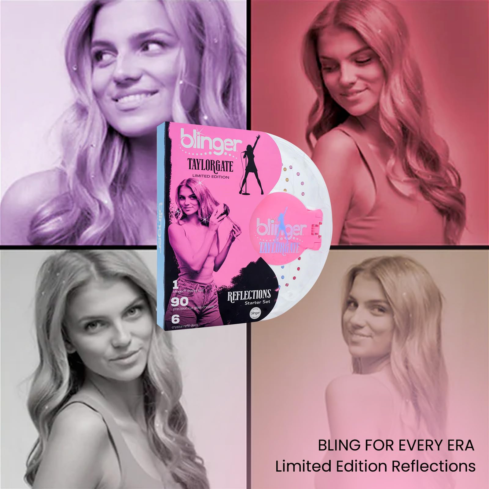 Blinger Faith crystal ensemble accenting braids and updos with secure adhesion