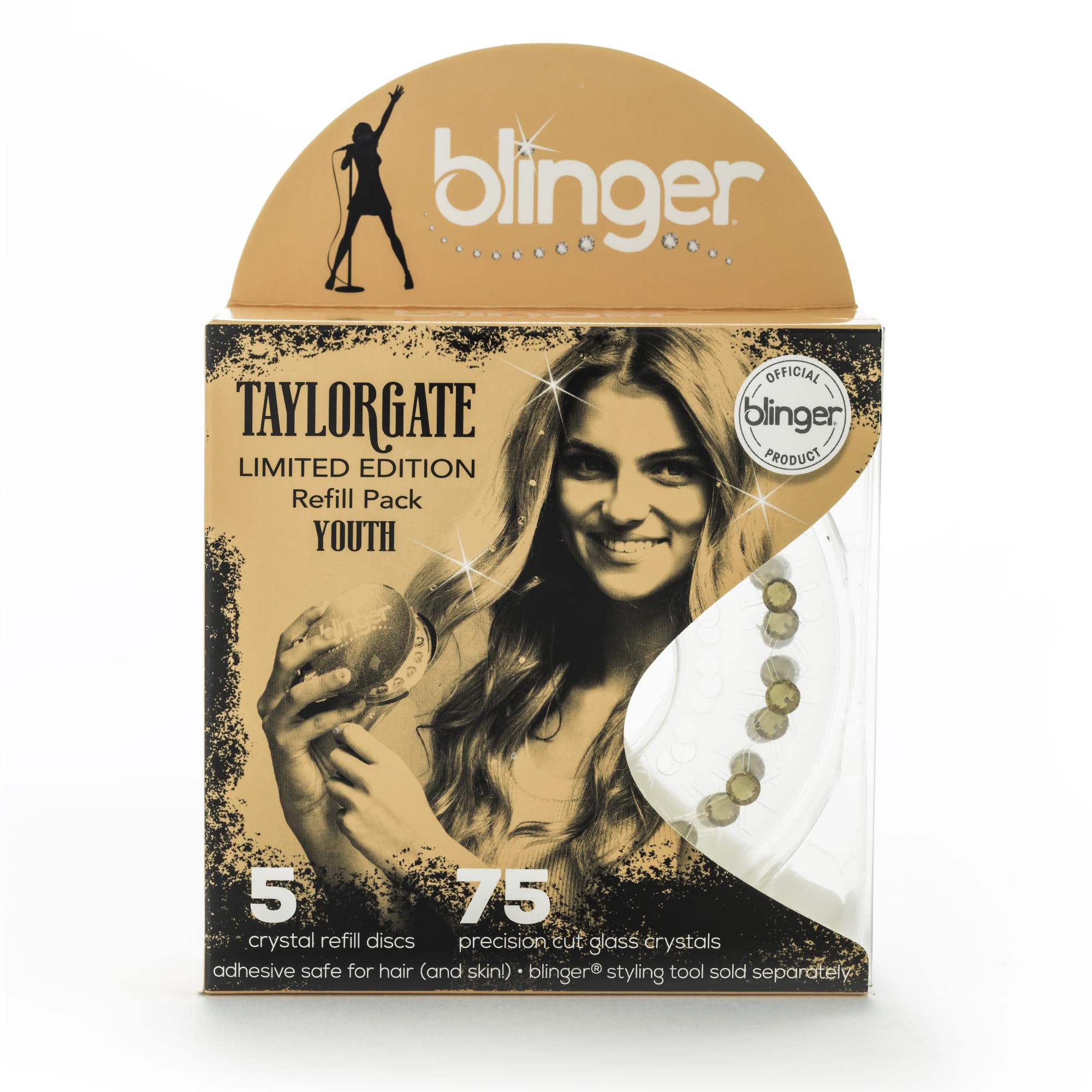 Blinger Youth gold crystals 5mm detailed for a bold, stage-ready glow.